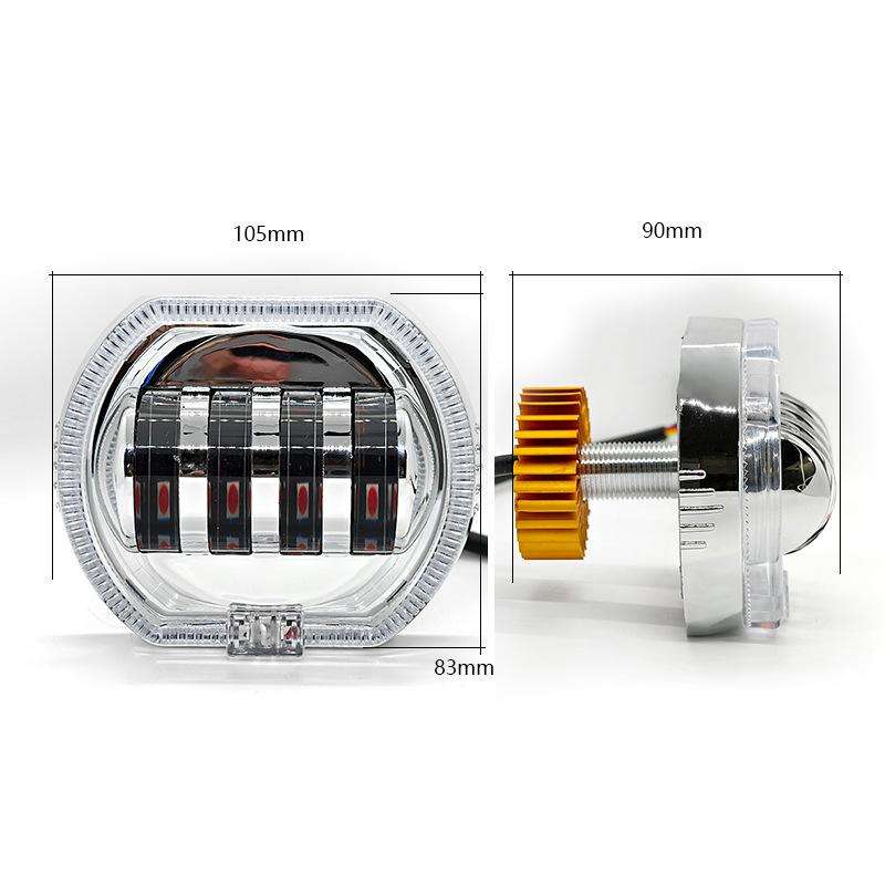 Motorcycle Electric Vehicle General Modification LED Headlight 4 Beads Double Lens Lamps, Style: Ice