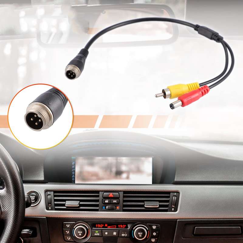 4 Pin Aviation Female To RCA Male DC Male Car Camera Adapter Connector Wire 50cm