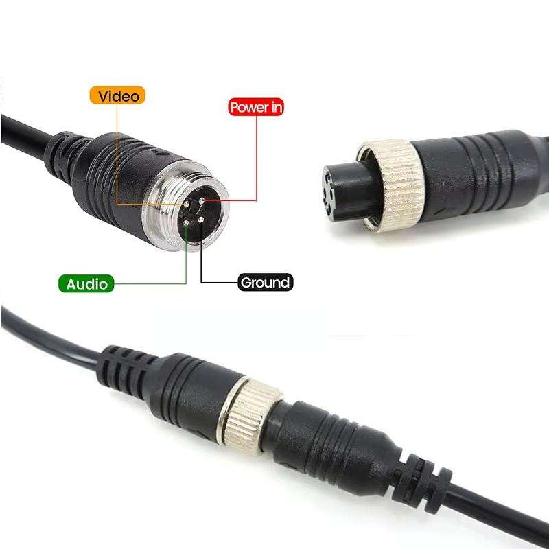4 Pin Aviation Female To RCA Male DC Male Car Camera Adapter Connector Wire 50cm