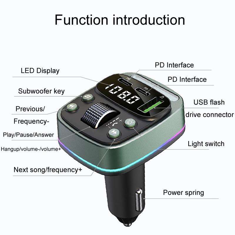 GZ08 Car Voltage Display Fast Charger Subwoofer MP3 Bluetooth Player
