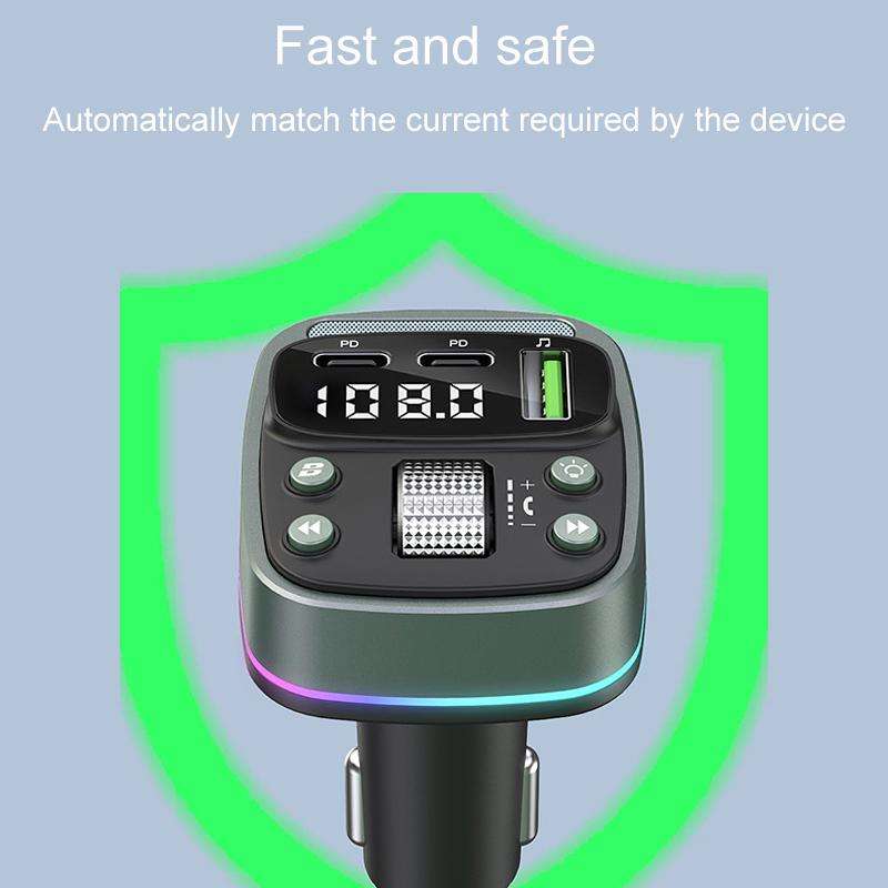 GZ08 Car Voltage Display Fast Charger Subwoofer MP3 Bluetooth Player
