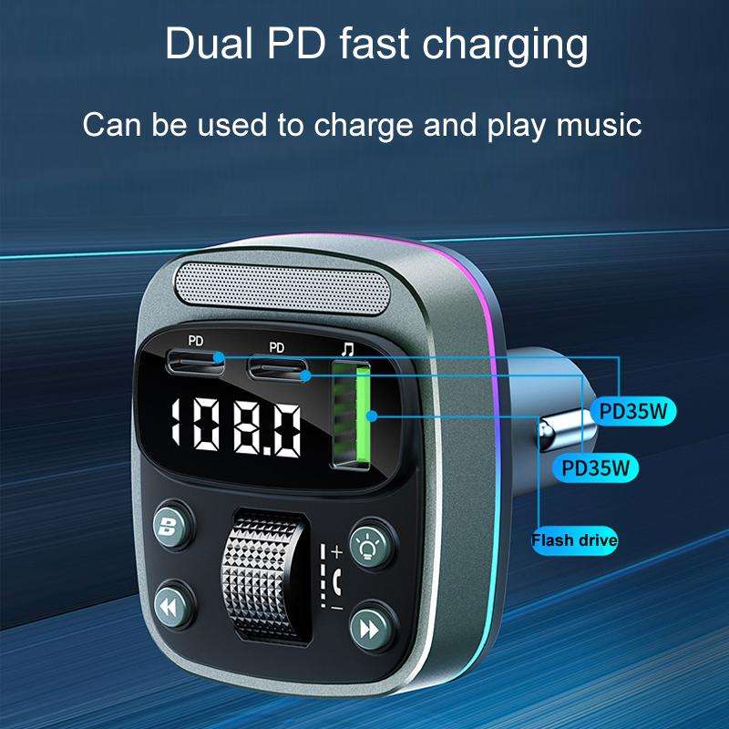 GZ08 Car Voltage Display Fast Charger Subwoofer MP3 Bluetooth Player