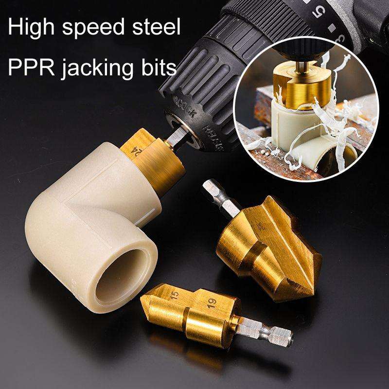 3pcs / Set 20 / 25 / 32 Hexagonal Shank PPR Step Drill Bits Leak Repairing And Connecting Tools