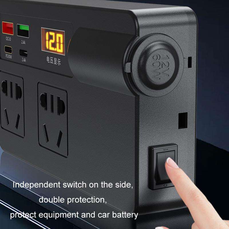 12V24V To 220V Car Multi-Function Inverter Socket Fast Charger(With Digital Display)