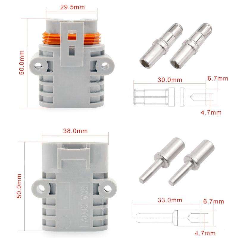 Anderson 50A 12V/24V Air Conditioner Waterproof Plugs Automotive Power Cord Connector(Male Cnnector)