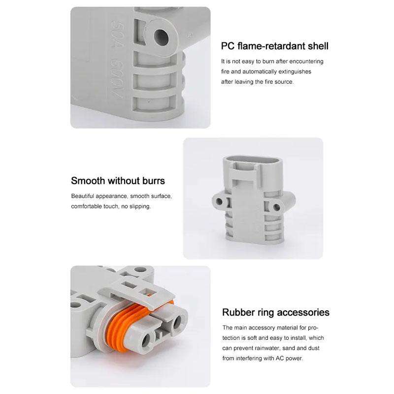 Anderson 50A 12V/24V Air Conditioner Waterproof Plugs Automotive Power Cord Connector(Male Cnnector)
