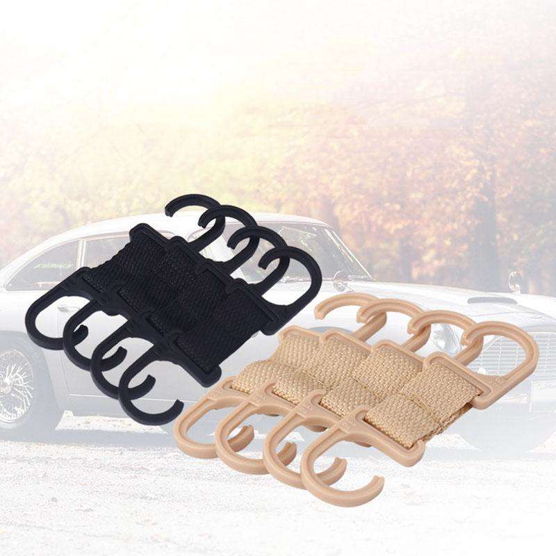 4pcs / Set Car Seatback Headrest Hooks Hidden Anti-Knock Car Rear Seat Organizer Hangers(Beige)