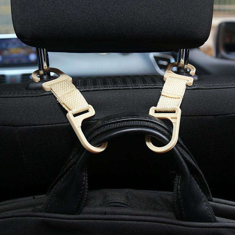 4pcs / Set Car Seatback Headrest Hooks Hidden Anti-Knock Car Rear Seat Organizer Hangers(Beige)