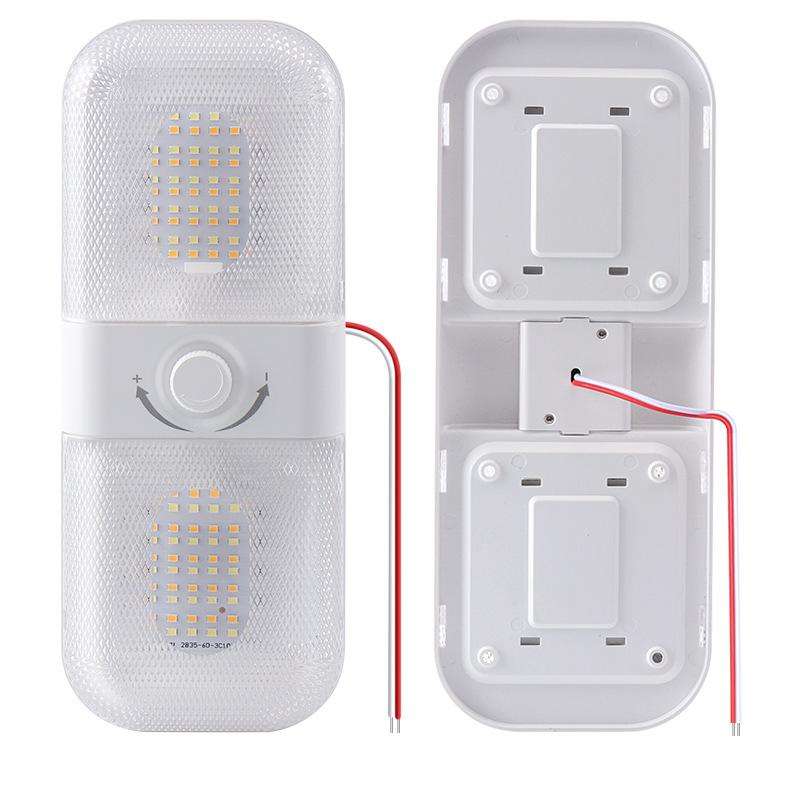 12-24V RV Light 120 LEDs 3-Color Temperature Rotary Button Dimming Roof Light FC01