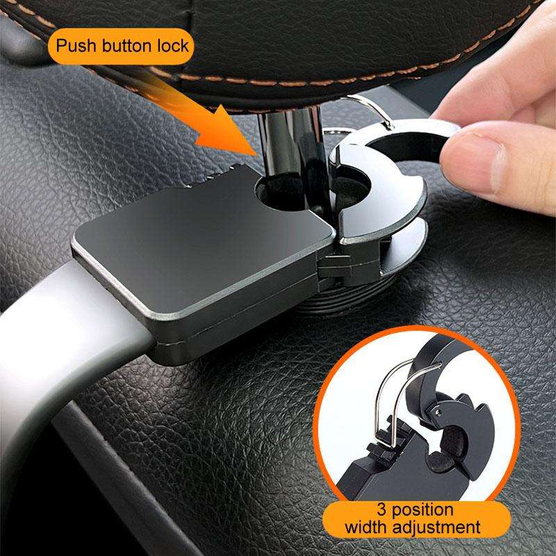 Car Rear Seat Headrest Multifunctional Rotating Telescopic Cell Phone Holder Hooks(Black)