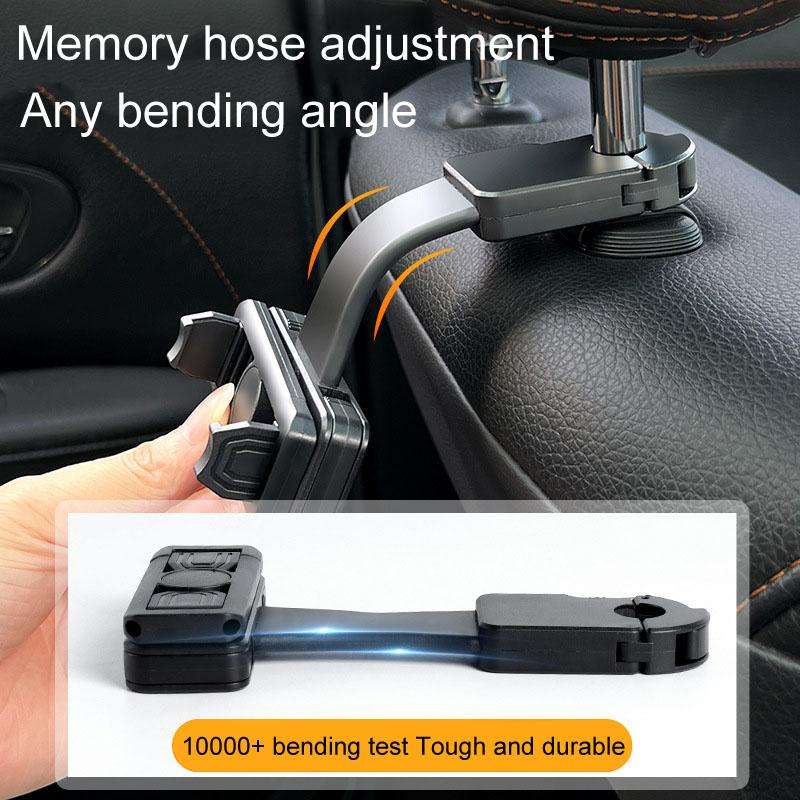 Car Rear Seat Headrest Multifunctional Rotating Telescopic Cell Phone Holder Hooks(Black)