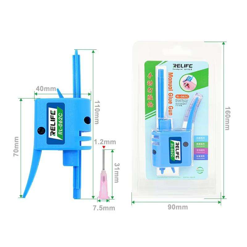 RELIFE RL-062C 3-5CC Manual Glue Tapper Cell Phone Repair Motherboard Soldering Oil Syringe Booster