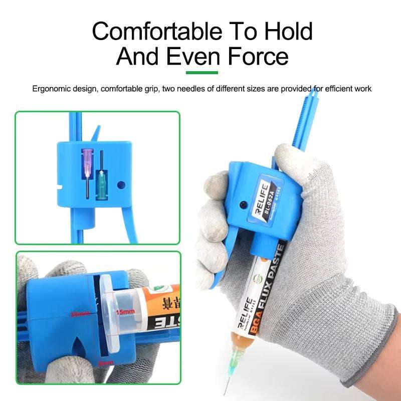 RELIFE RL-062C 3-5CC Manual Glue Tapper Cell Phone Repair Motherboard Soldering Oil Syringe Booster