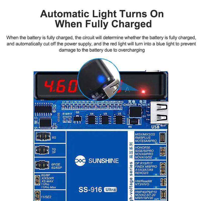 SUNSHINE SS-916 Ultra Charging Activation Fixture 5-9V Adaptive Voltage Support iPhone 16 Series and