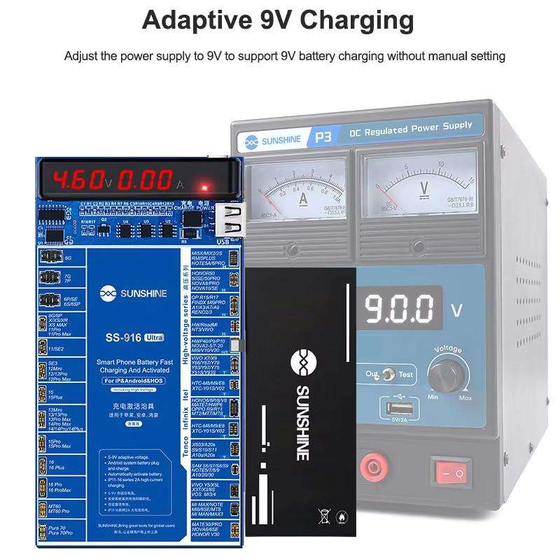 SUNSHINE SS-916 Ultra Charging Activation Fixture 5-9V Adaptive Voltage Support iPhone 16 Series and