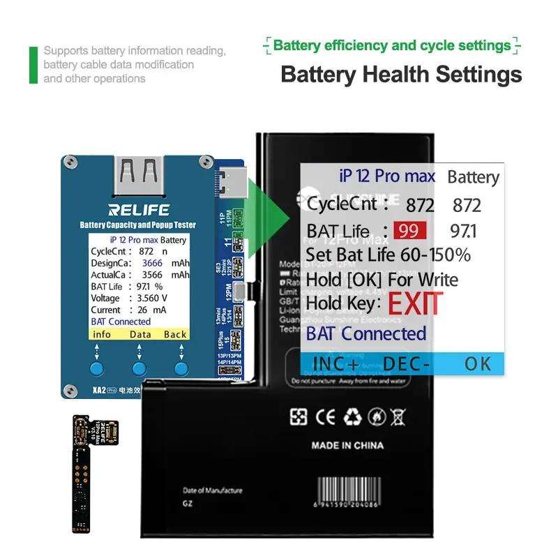 RELIFE XA2 Pro Battery Health Rate Tester No External Cable Battery Efficiency Popup Tester