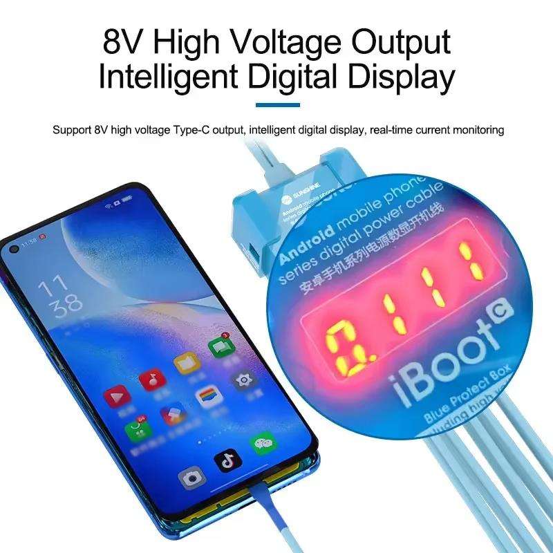 SUNSHINE iBoot C For Android 8V High Voltage Power Supply Test Boot Line Cell Phone Repair Tool Batt
