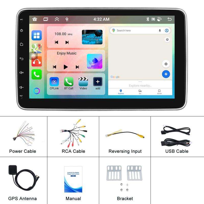 4+64G 10 Inch Android 13.0 Universal Player Car Reversing Center Control Integrated Machine(Standard
