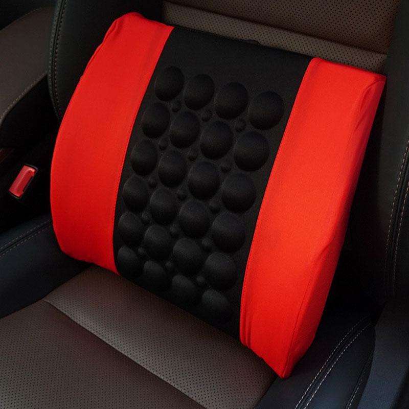 Automotive Universal Electrical Massage Lumbar Cushion Car Lumbar Support Pad(Black And Red)