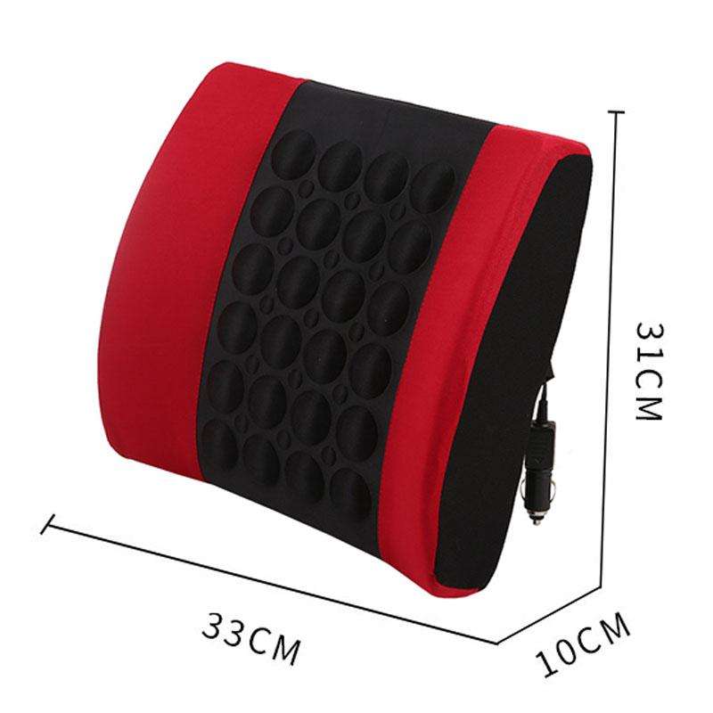 Automotive Universal Electrical Massage Lumbar Cushion Car Lumbar Support Pad(Black And Red)