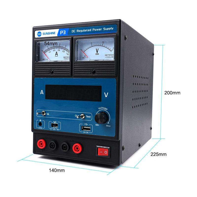 SUNSHINE P3 DC Regulated Power Supply 5V/8.4V/15V Switching Mobile Phone Repair Regulated Power Supp