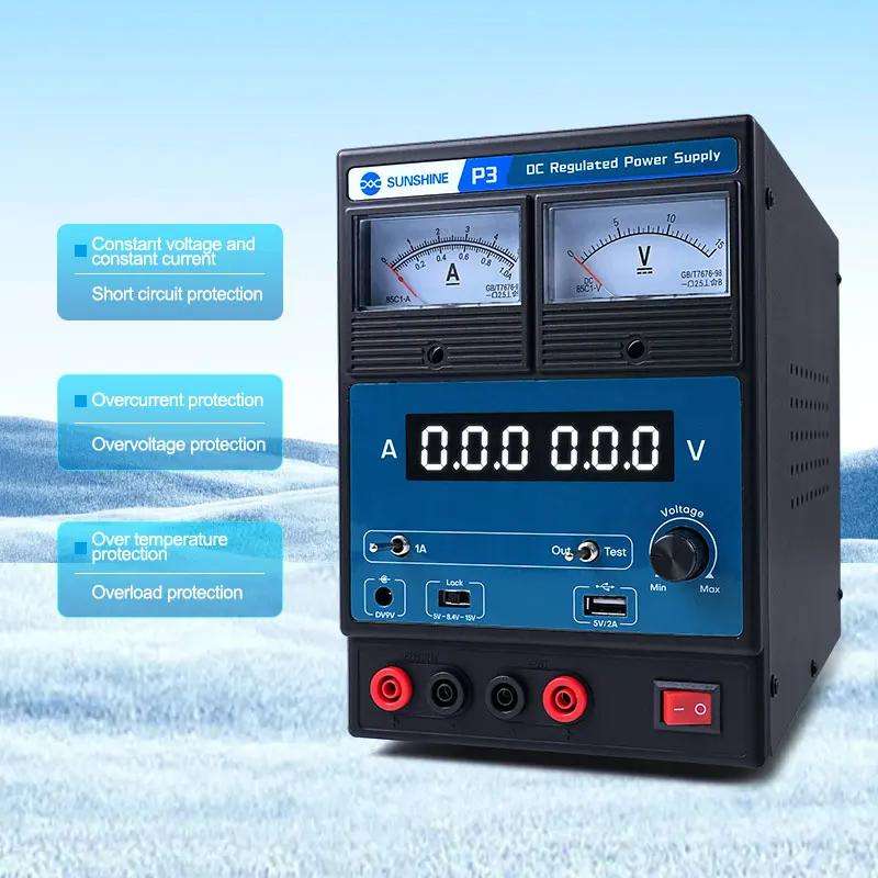 SUNSHINE P3 DC Regulated Power Supply 5V/8.4V/15V Switching Mobile Phone Repair Regulated Power Supp