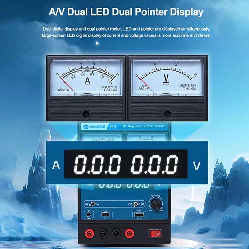 SUNSHINE P3 DC Regulated Power Supply 5V/8.4V/15V Switching Mobile Phone Repair Regulated Power Supp