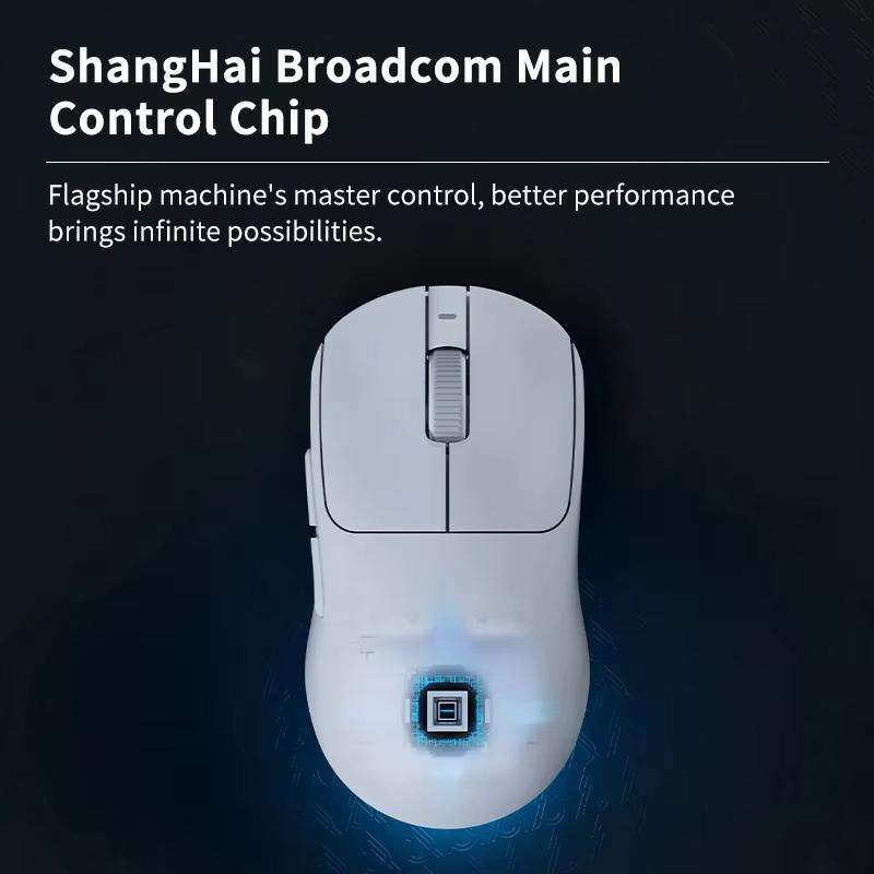 Ajazz AJ199 MAX Wireless 2.4GHz Wired BT Tri-Mode Mouse PAW3395 Lightweight Gaming Mouse(White)