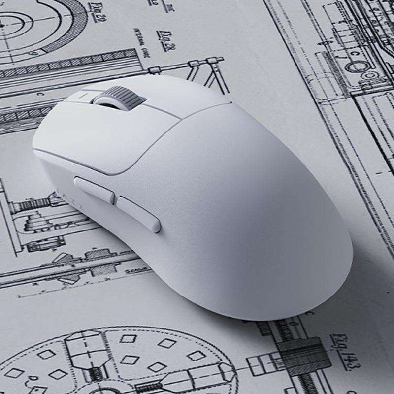 Ajazz AJ199 MAX Wireless 2.4GHz Wired BT Tri-Mode Mouse PAW3395 Lightweight Gaming Mouse(White)