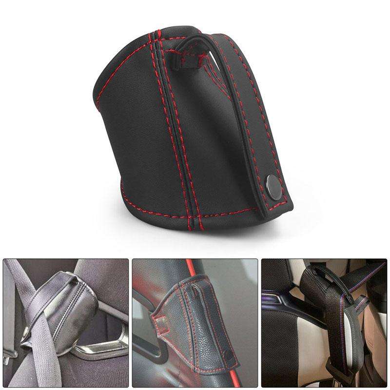 Car Seat Safety Belt Buckle Racing Car Seat Belt Limiter Guard(Leather Black Line)