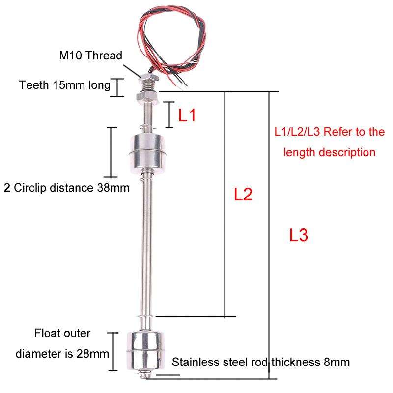 20W / 0.5A / 0-220V High Temperature Resistant Float Water Level Switch Sensor, Specification: Doubl