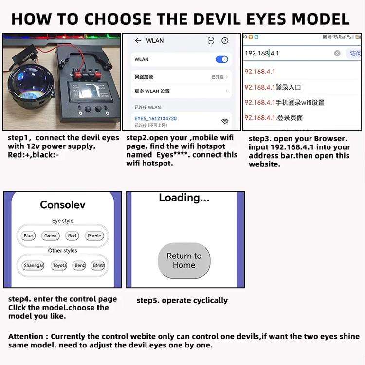 3-Inch Car Motorcycle LED Demon Eye Light Modification(23 Mode With Lens For Two)