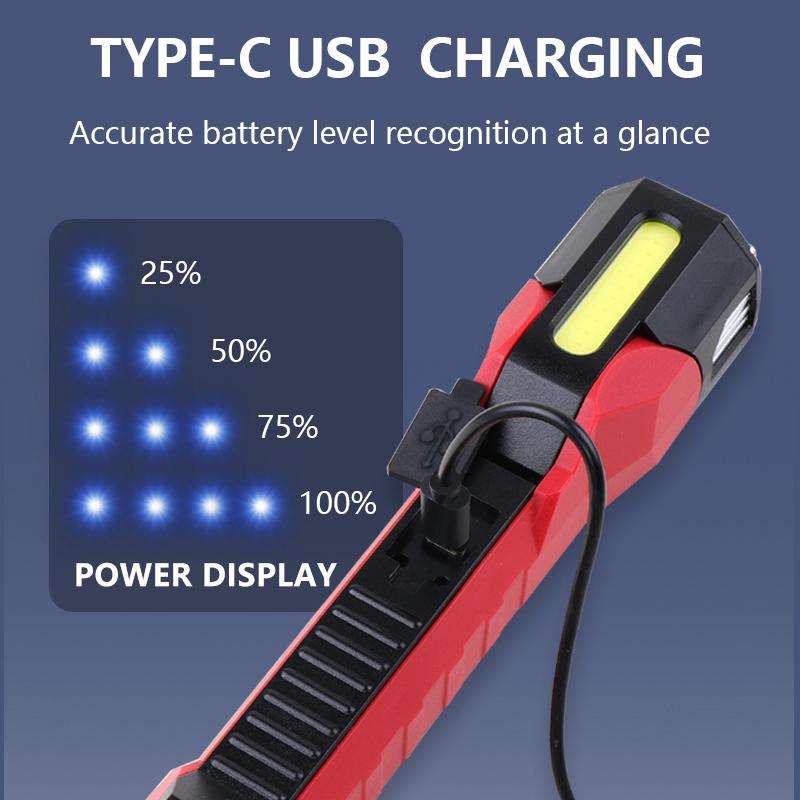 Magnet-Hook COB Rotating Strong Light Emergency Work Light(Red)