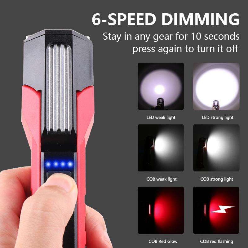 Magnet-Hook COB Rotating Strong Light Emergency Work Light(Red)