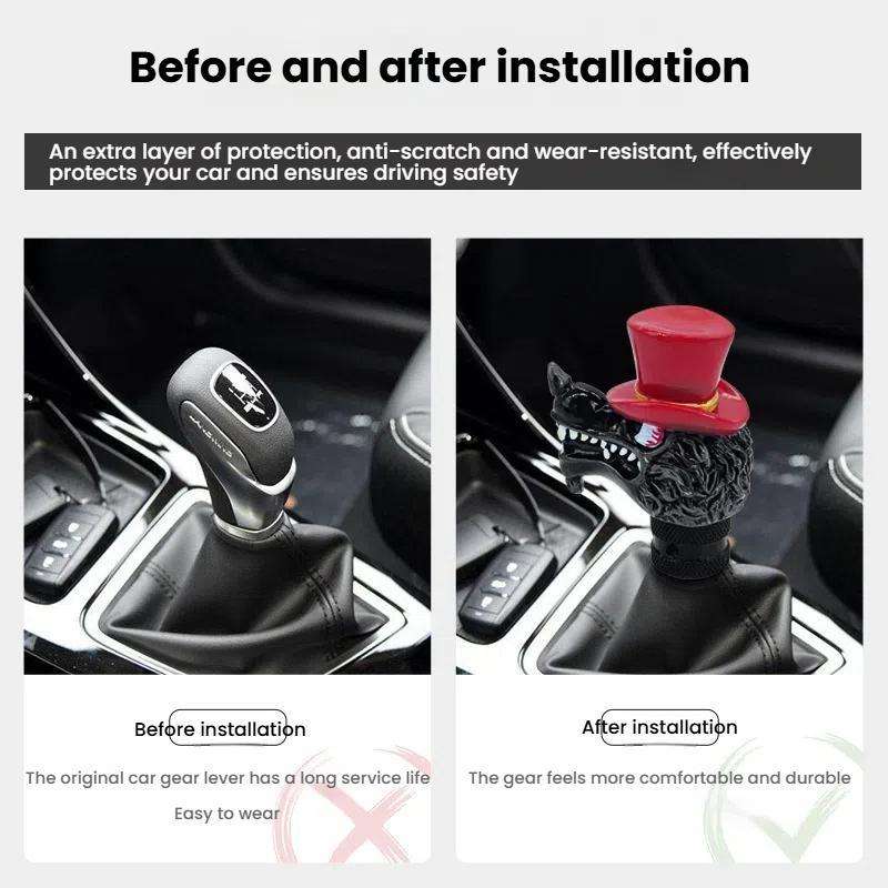 Wolf Head Detachable Car Manual Gear Lever Modification(Green)