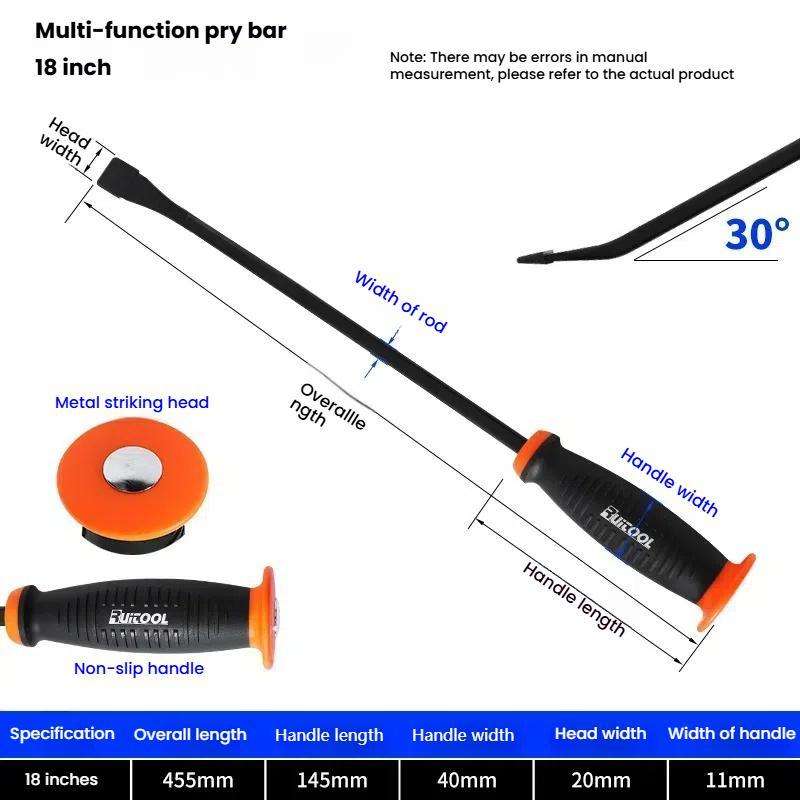 18 inch RUITOOL Multi-function Pry Bar Crowbar Labor-saving Lever Nailer Car Tire Repair Tire Pickin