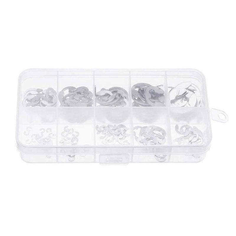 120pcs / Box M1.5-M10 304 Stainless Steel E-Type Open Retaining Ring Kit