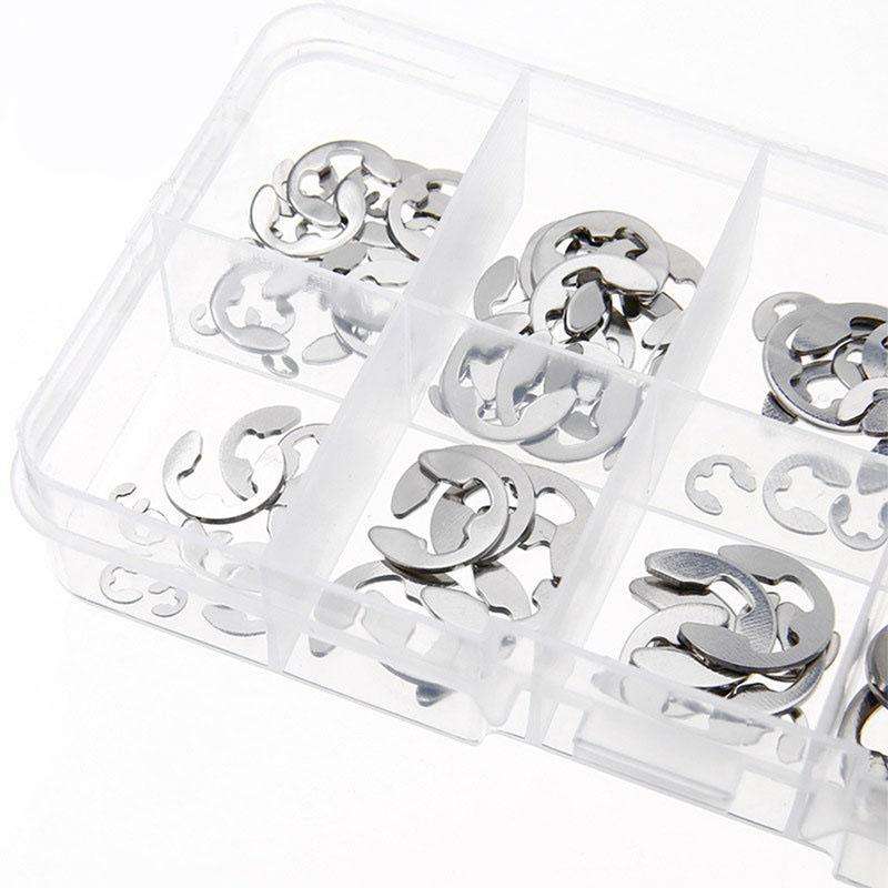 120pcs / Box M1.5-M10 304 Stainless Steel E-Type Open Retaining Ring Kit