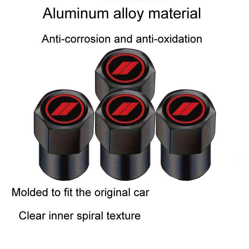2 Sets Car Modification Aluminum Tire Valve Caps, Style: Red Logo