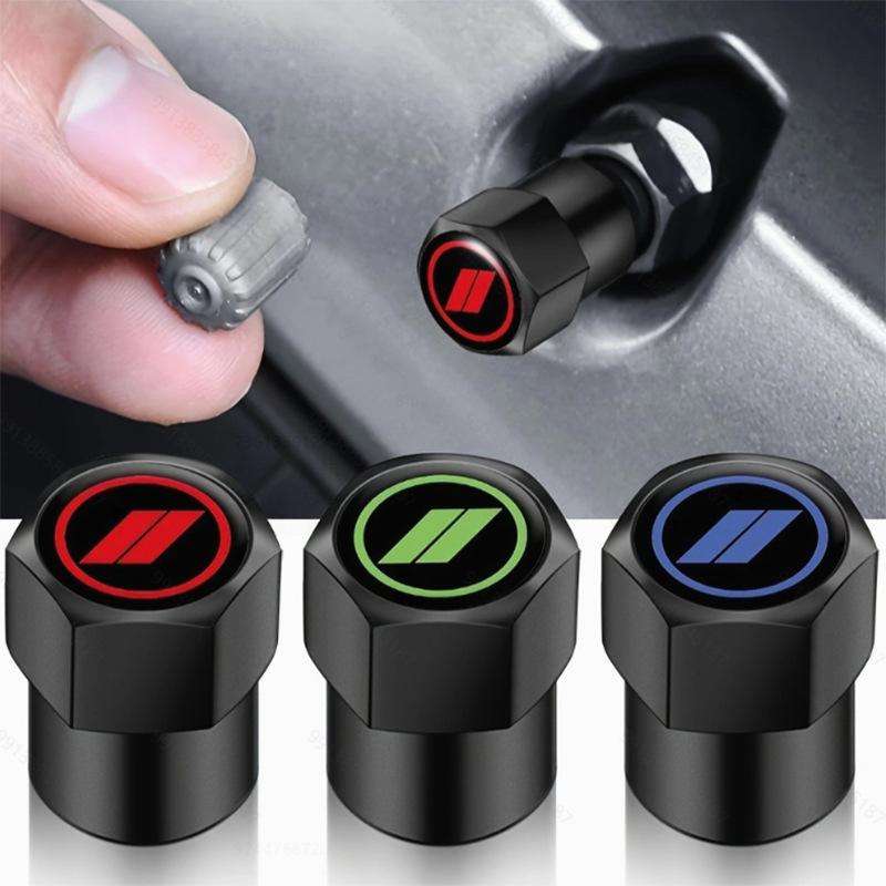 2 Sets Car Modification Aluminum Tire Valve Caps, Style: Red Logo
