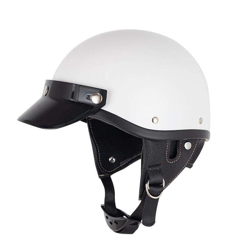 Motorcycle Helmet Brim Retro 3-Button Helmet Visor Sunshade Protection Half Helmet Hat Brim(Light Te