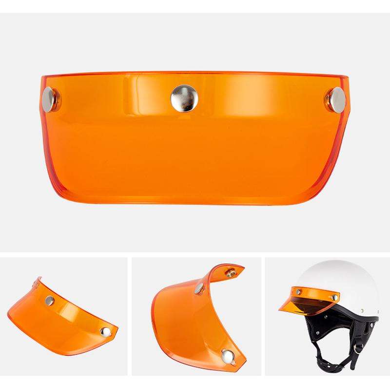 Motorcycle Helmet Brim Retro 3-Button Helmet Visor Sunshade Protection Half Helmet Hat Brim(Light Te