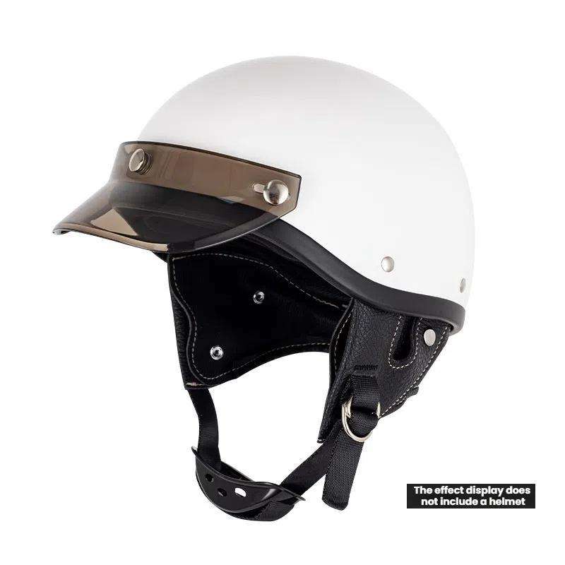Motorcycle Helmet Brim Retro 3-Button Helmet Visor Sunshade Protection Half Helmet Hat Brim(Light Te