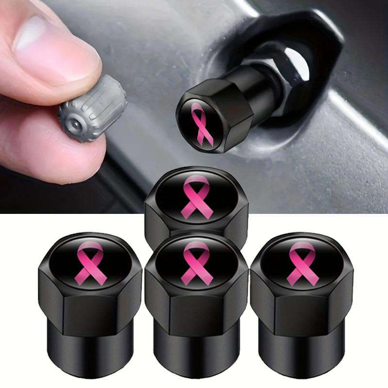 2 Sets Car Modification Aluminum Tire Valve Caps, Style: Colorful Ribbon