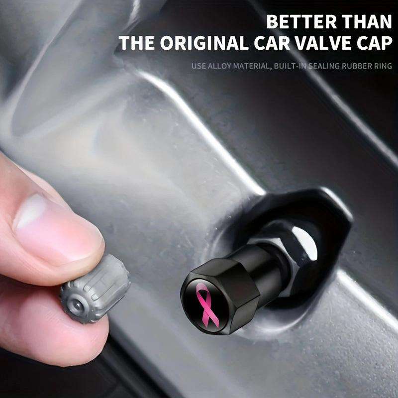 2 Sets Car Modification Aluminum Tire Valve Caps, Style: Colorful Ribbon
