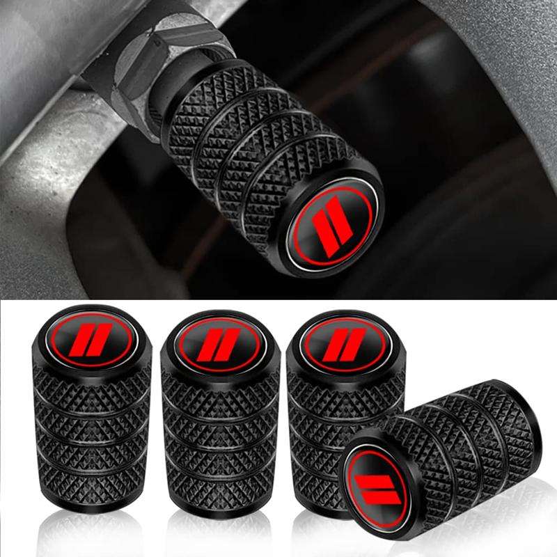 2 Sets Car Modification Aluminum Tire Valve Caps, Style: Red Strip Grid
