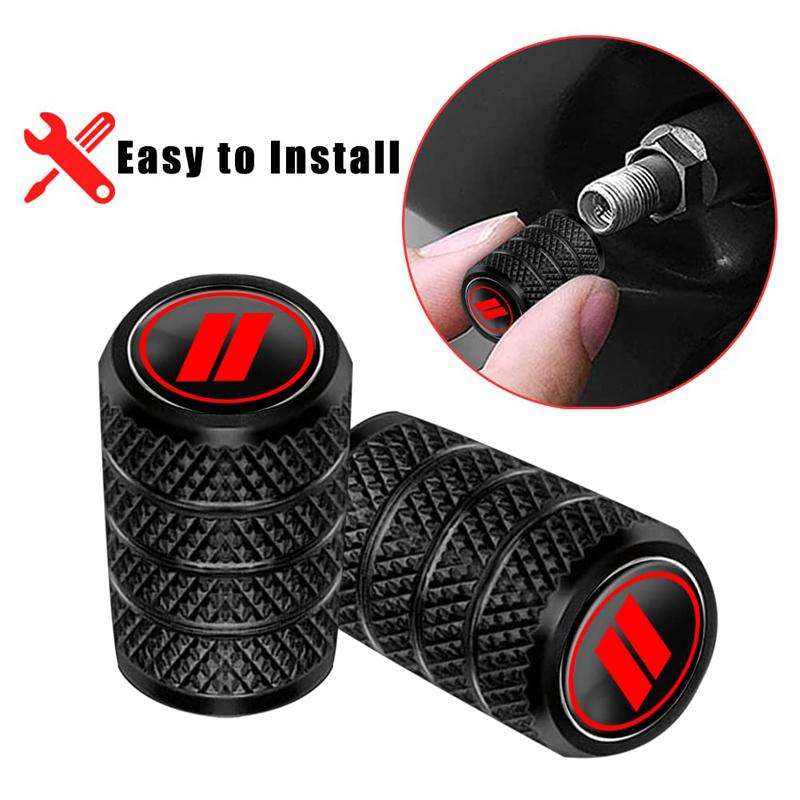 2 Sets Car Modification Aluminum Tire Valve Caps, Style: Red Strip Grid