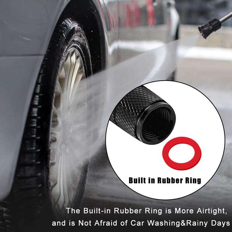 2 Sets Car Modification Aluminum Tire Valve Caps, Style: Red Strip Grid