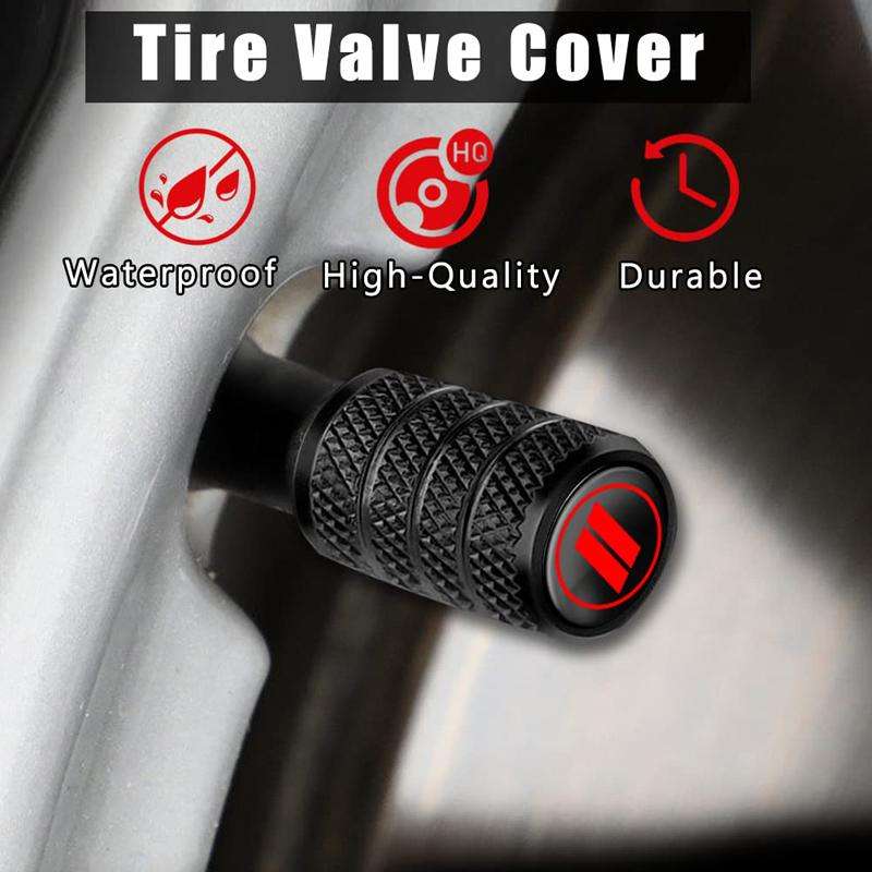 2 Sets Car Modification Aluminum Tire Valve Caps, Style: Red Strip Grid
