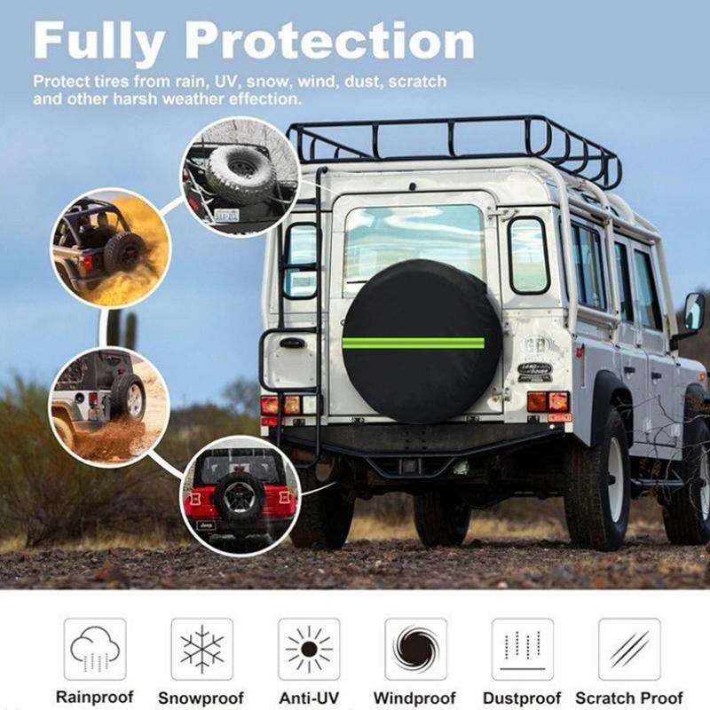 14inch Thickened Imitation Leather Car Tire Protector Spare Tire Cover With Reflective Stripes(FG-2